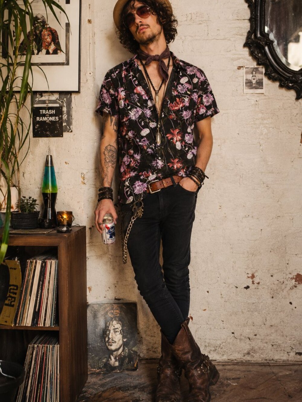 Denim & Flower Ricky Singh Floral Short Sleeve Button Up Shirt Men’s Large